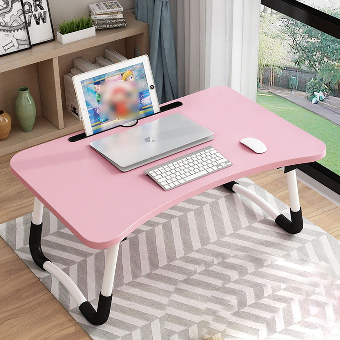Pink Foldable Study Bed Table Adjustable Portable Desk Stand with Notebook Holder