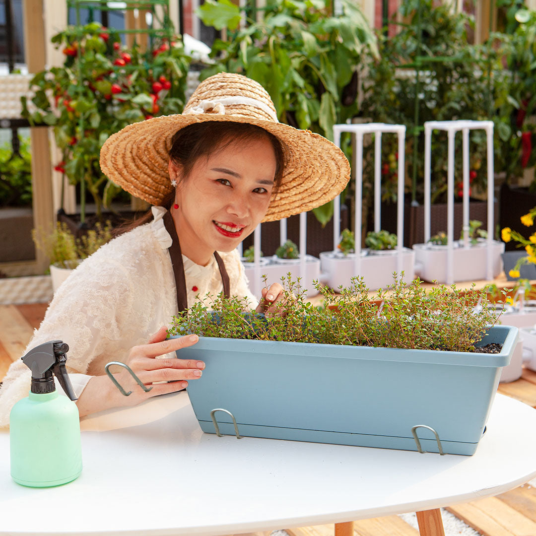 49.5cm Blue Rectangular Vegetable Herb Flower Planter Box Set of 4