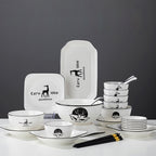 White Antler Printed Ceramic Dinnerware Set of 20