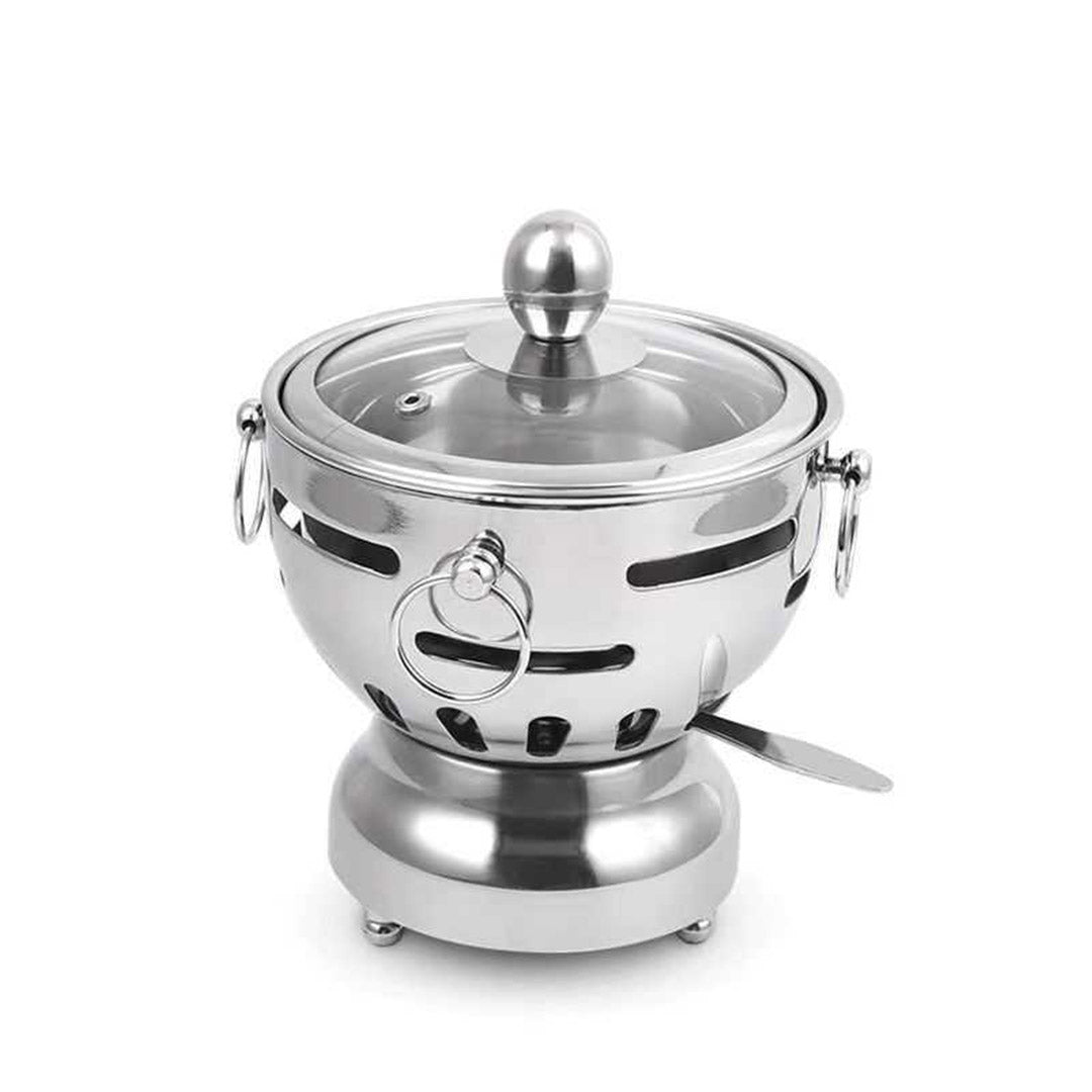 Stainless Steel Single Hot Pot with Glass Lid