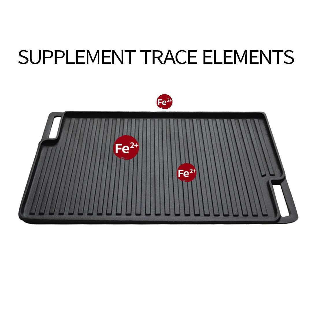 45cm Rectangular Cast Iron BBQ Grill Tray with Handle