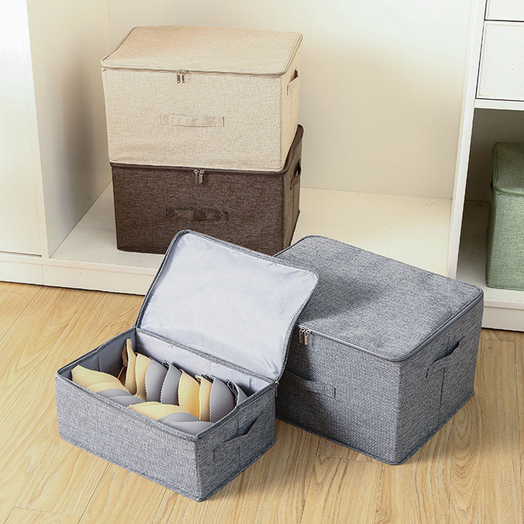 Grey Small Double Zipper Storage Box