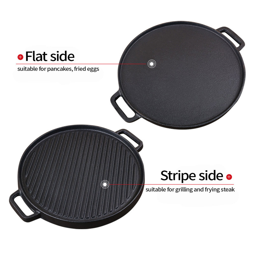 30cm Round Cast Iron Ribbed Pan