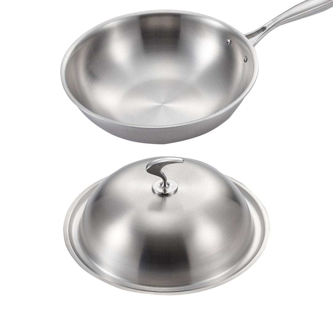 18/10 Stainless Steel 32cm Frying Pan Top Grade Skillet with Lid