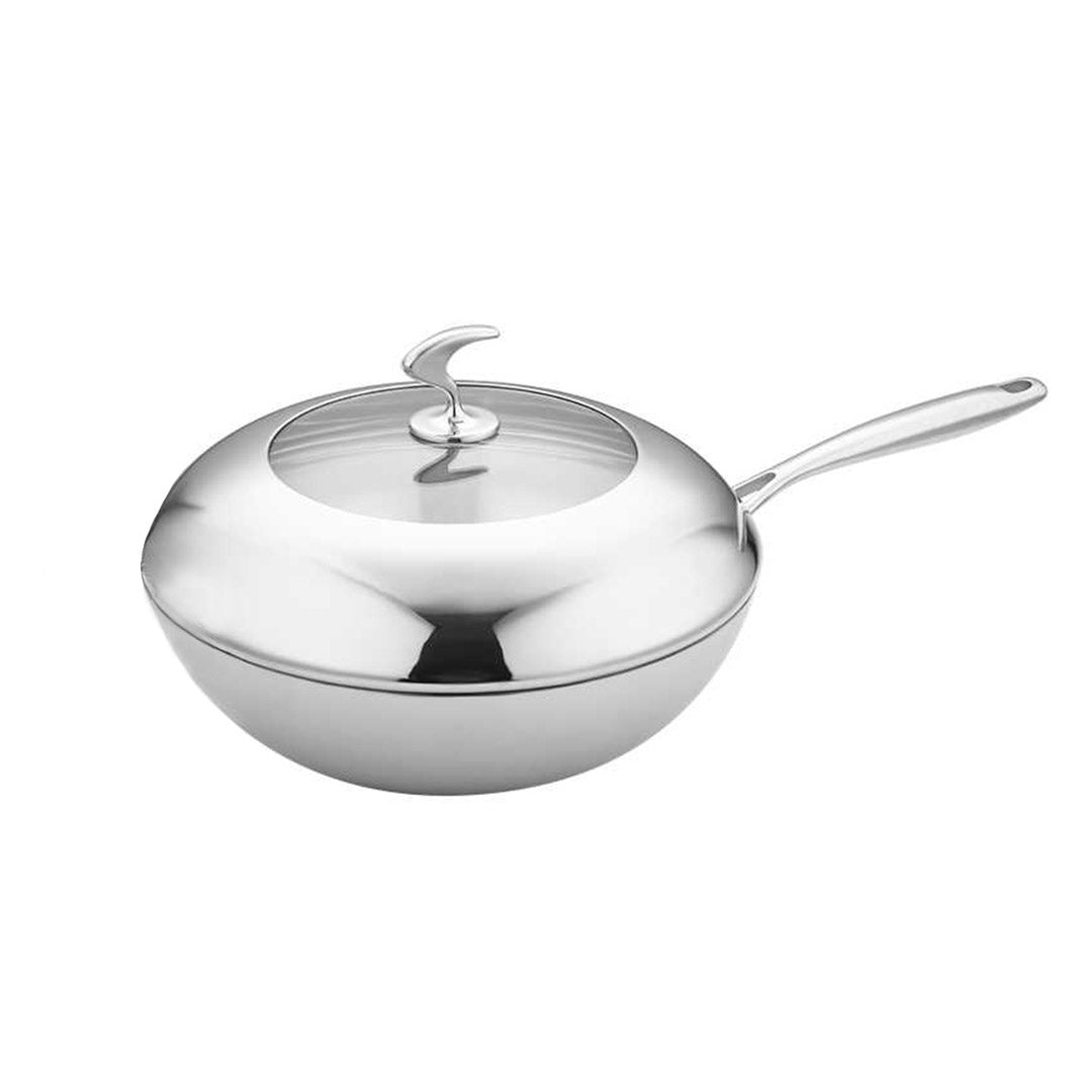 18/10 Stainless Steel 30cm Frying Pan Non Stick Interior with Lid