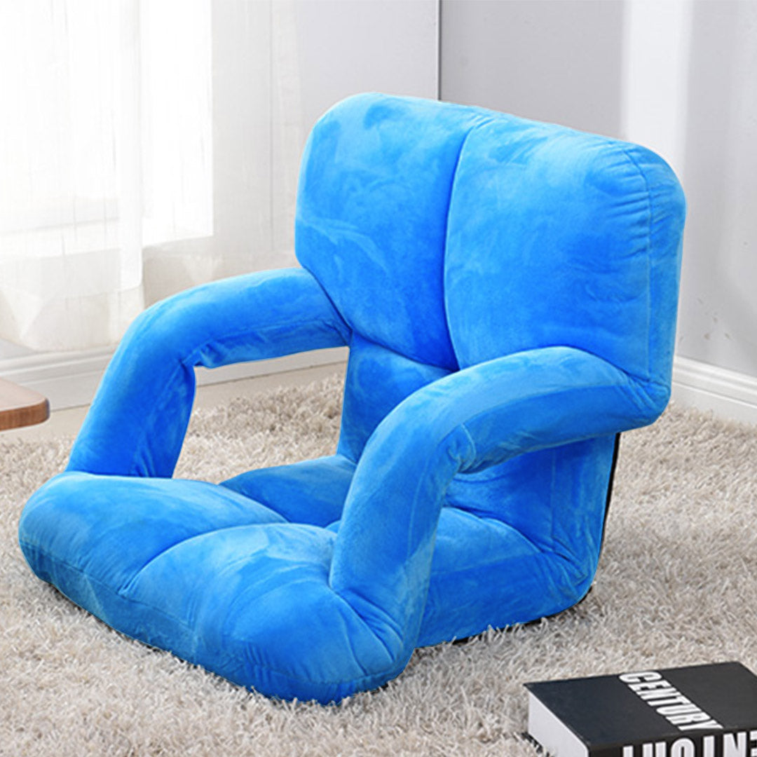Foldable Floor Recliner Lazy Chair with Armrest Blue