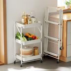 3 Tier Steel White Foldable Kitchen Cart