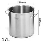 17L Top Grade 18/10 Stainless Steel Stockpot No Lid