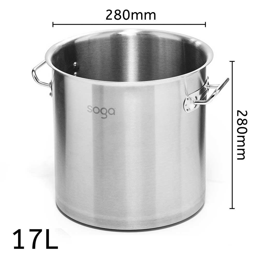17L Top Grade 18/10 Stainless Steel Stockpot No Lid