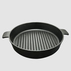 SOGA 26cm Round Ribbed Cast Iron with Handle