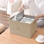 Beige Small Foldable Canvas Storage Box