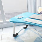 Blue Foldable Study Bed Table Adjustable Portable Desk Stand with Notebook Holder
