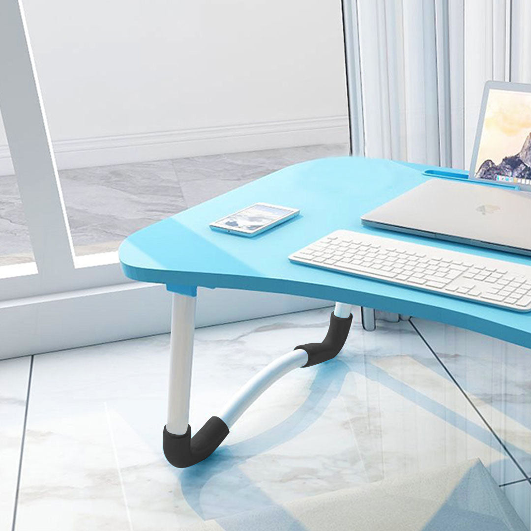 Blue Foldable Study Bed Table Adjustable Portable Desk Stand with Notebook Holder