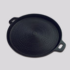 SOGA 35cm Round Ribbed Cast Iron with Handle