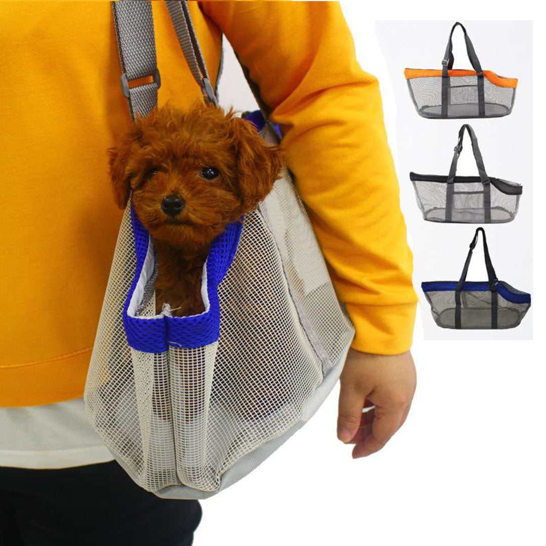 Waterproof Breathable Net Mesh Pet Carrier Bag Grey