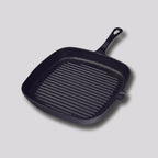 SOGA 23.5cm Square Ribbed Cast Iron Frying Pan with Handle