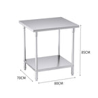2-Tier Commercial Catering Stainless Steel Work Bench 80*70*85cm