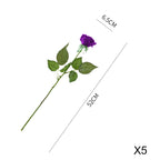 5pcs Artificial Silk Rose Purple