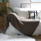 Coffee Textured Knitted Throw Blanket
