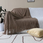 Coffee Acrylic Knitted Throw Blanket