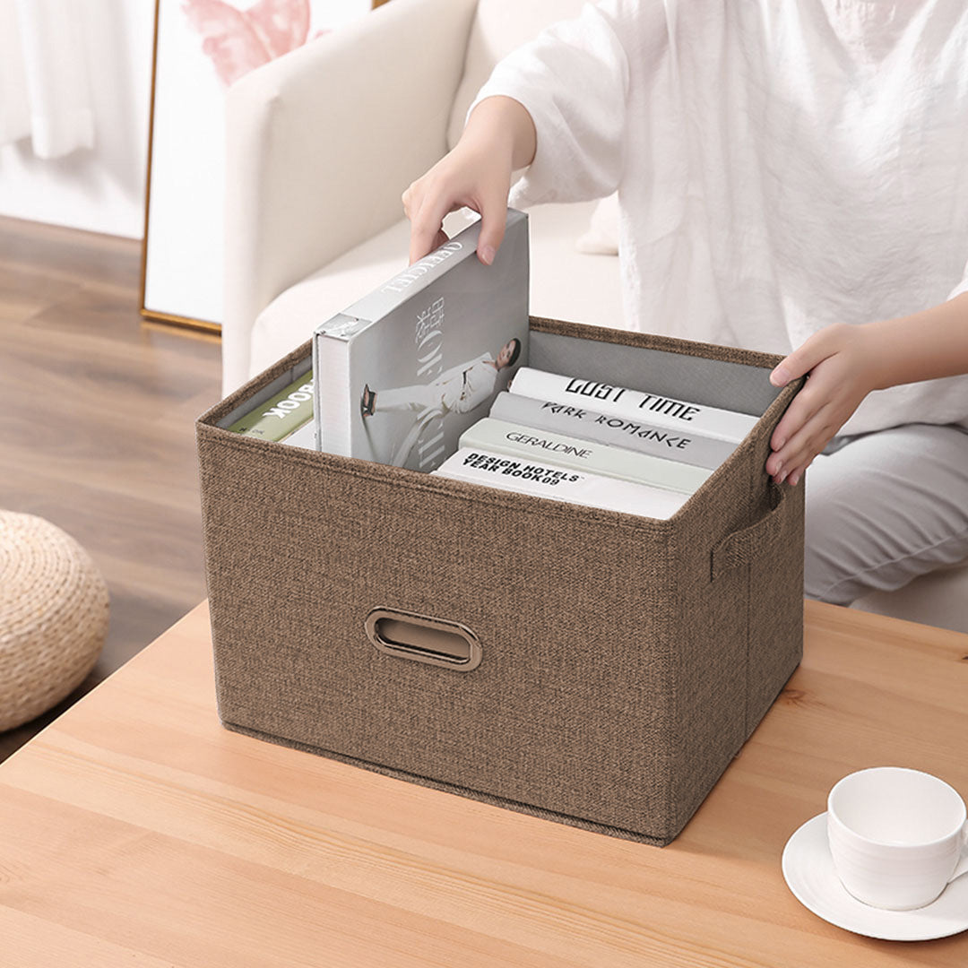Coffee Medium Foldable Canvas Storage Box