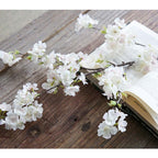 10x Artificial Silk Cherry Blossom Flower White