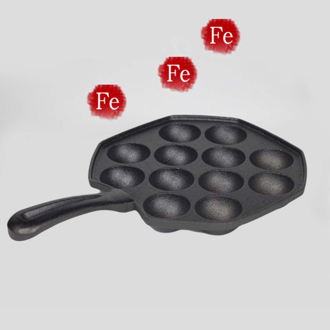 18CM Cast Iron Takoyaki Fry Pan with 12 Mold