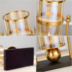 42cm Transparent Glass Vase with Yellow Artificial Flower