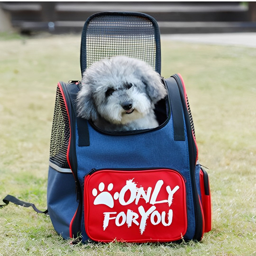 Red Portable Backpack Pet Carrier Breathable Mesh