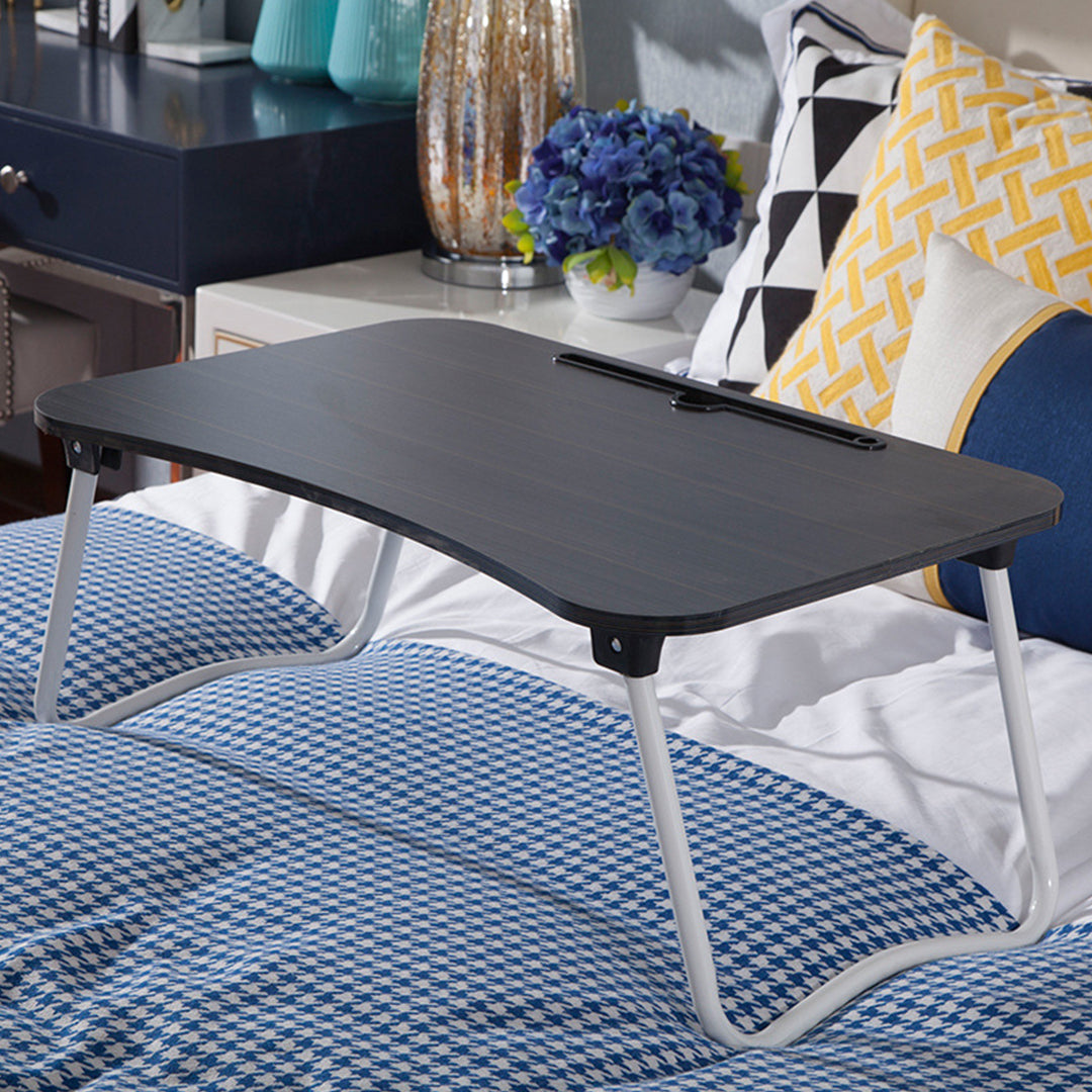 Black Foldable Study Bed Table Adjustable Portable Desk Stand With Notebook Holder