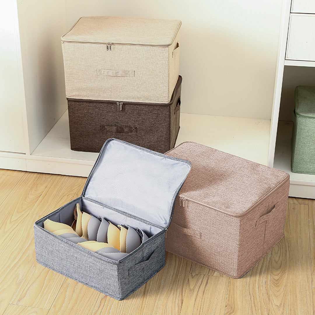 Beige Large Double Zipper Storage Box
