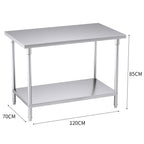 2-Tier Commercial Catering Stainless Steel Work Bench 120*70*85cm