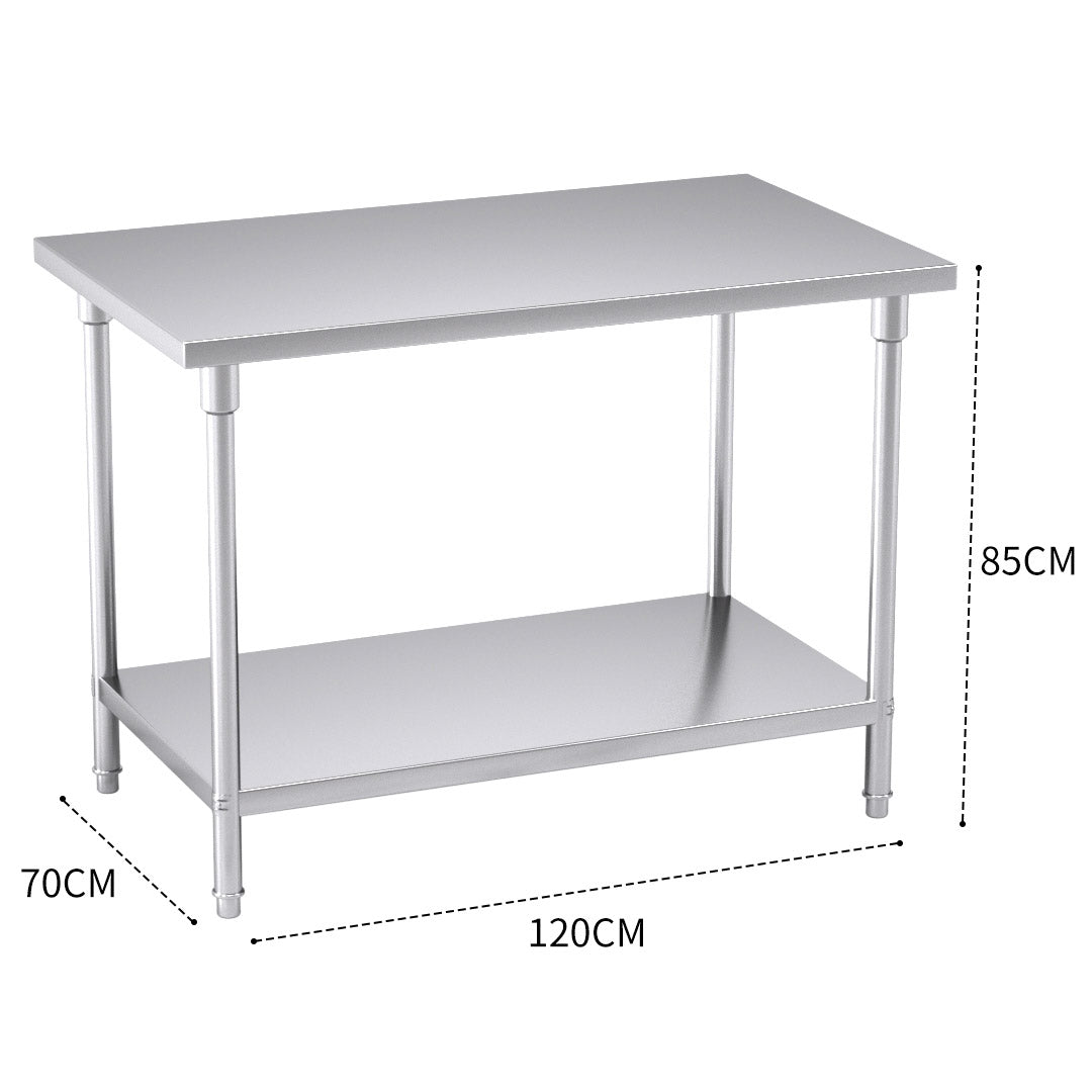 2-Tier Commercial Catering Stainless Steel Work Bench 120*70*85cm