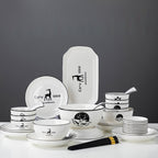 White Antler Printed Ceramic Dinnerware Set of 28