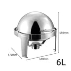 6L Stainless Steel Chafing Food Warmer Round Roll Top