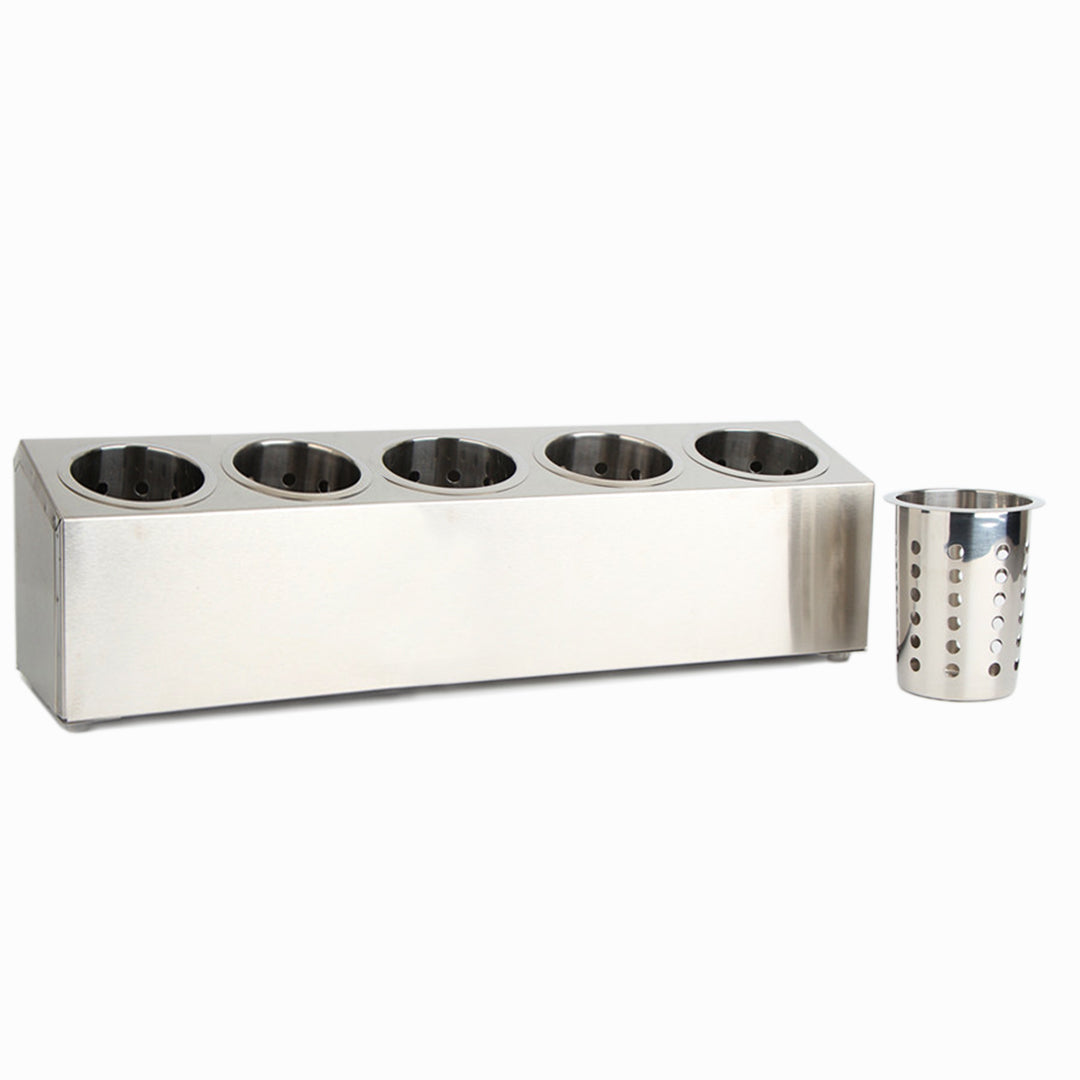 18/10 Stainless Steel Commercial Cutlery Holder with 5 Holes