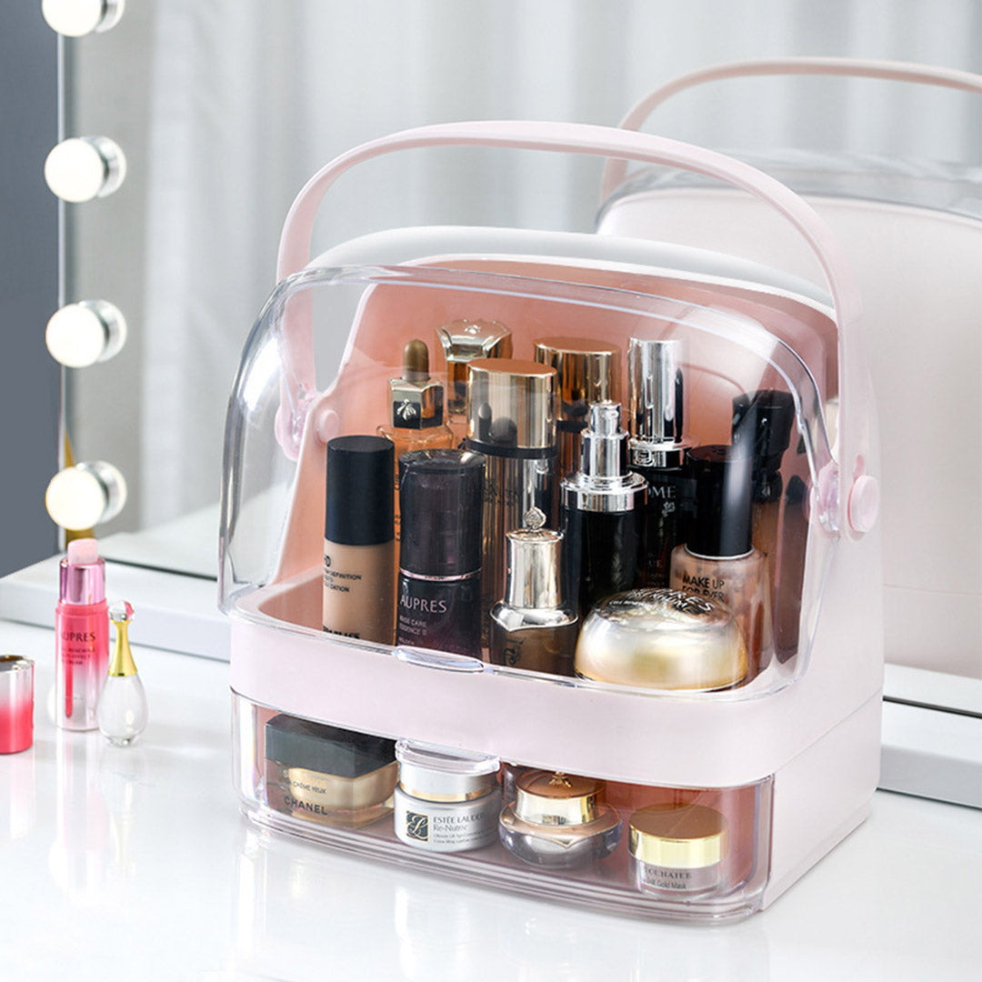 2 Tier Pink Countertop Makeup Storage Organiser