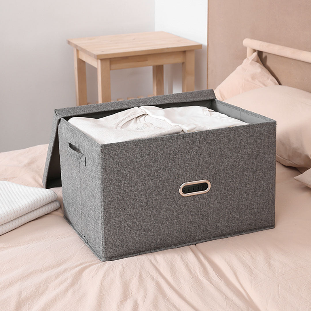 Grey Extra Large Foldable Canvas Storage Box