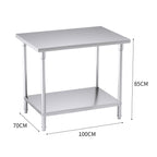 2-Tier Commercial Catering Stainless Steel Work Bench100*70*85cm