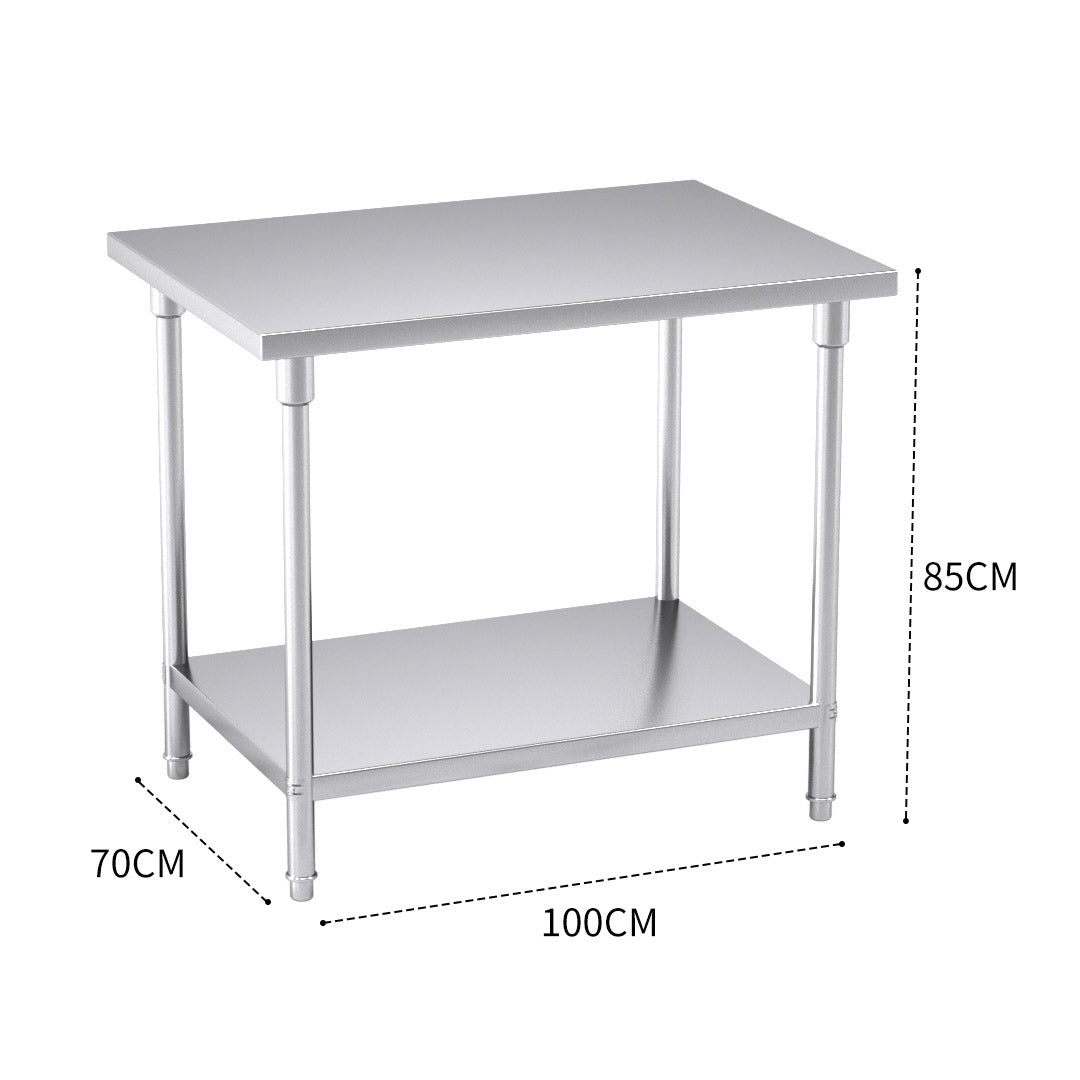 2-Tier Commercial Catering Stainless Steel Work Bench100*70*85cm