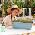 49.5cm Blue Rectangular Vegetable Herb Flower Planter Box Set of 5