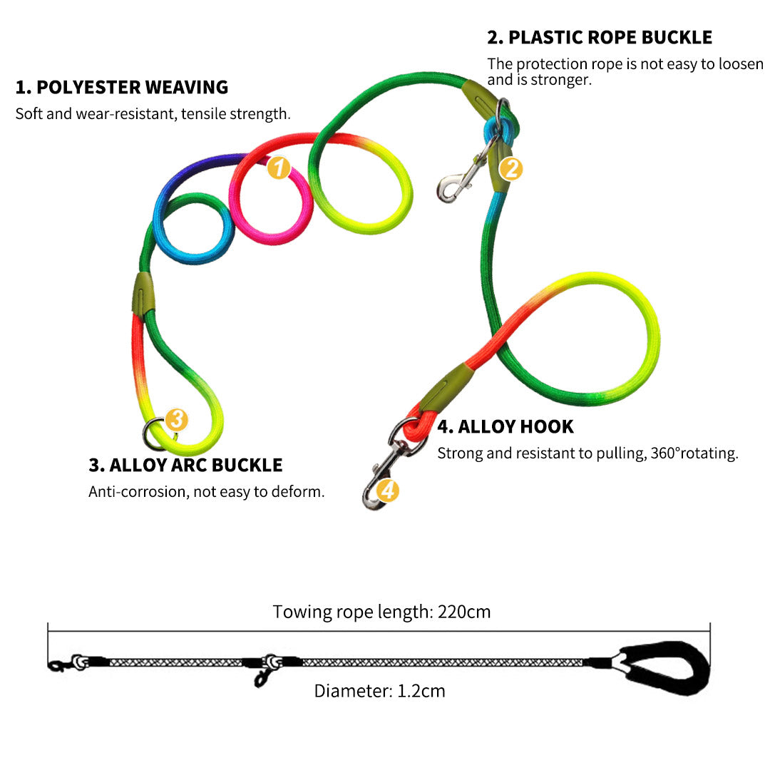 220cm Rainbow Multifunction Pet Leash