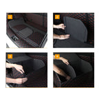 Leather Car Boot Foldable Trunk Cargo Organizer Box Black/Red Stitch Large