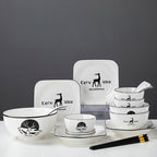 White Antler Printed Ceramic Dinnerware Set of 13