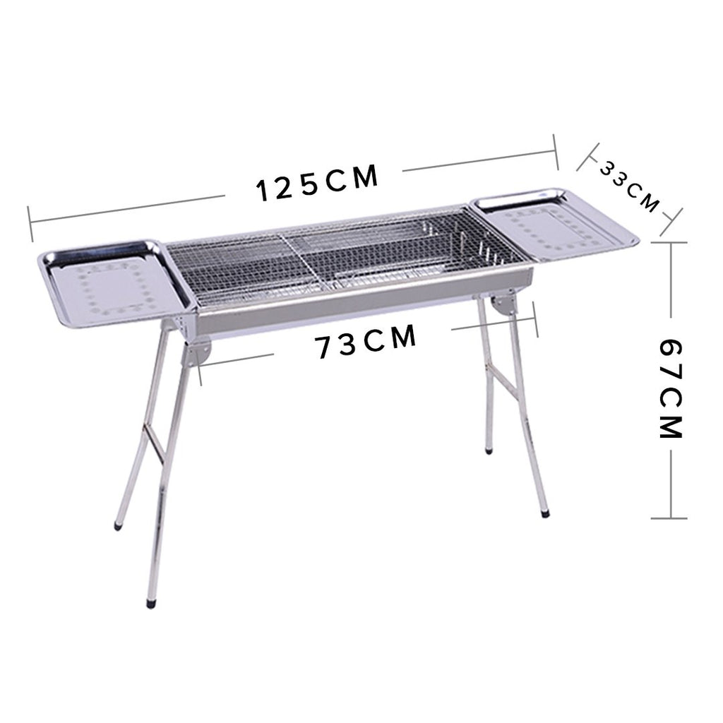 Stainless Steel Skewers BBQ Grill with Side Tray 6-8 Persons