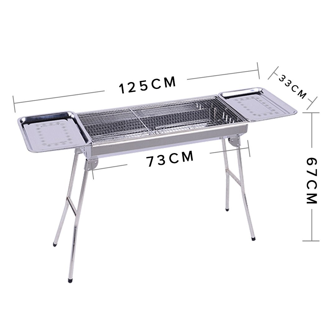Stainless Steel Skewers BBQ Grill with Side Tray 6-8 Persons