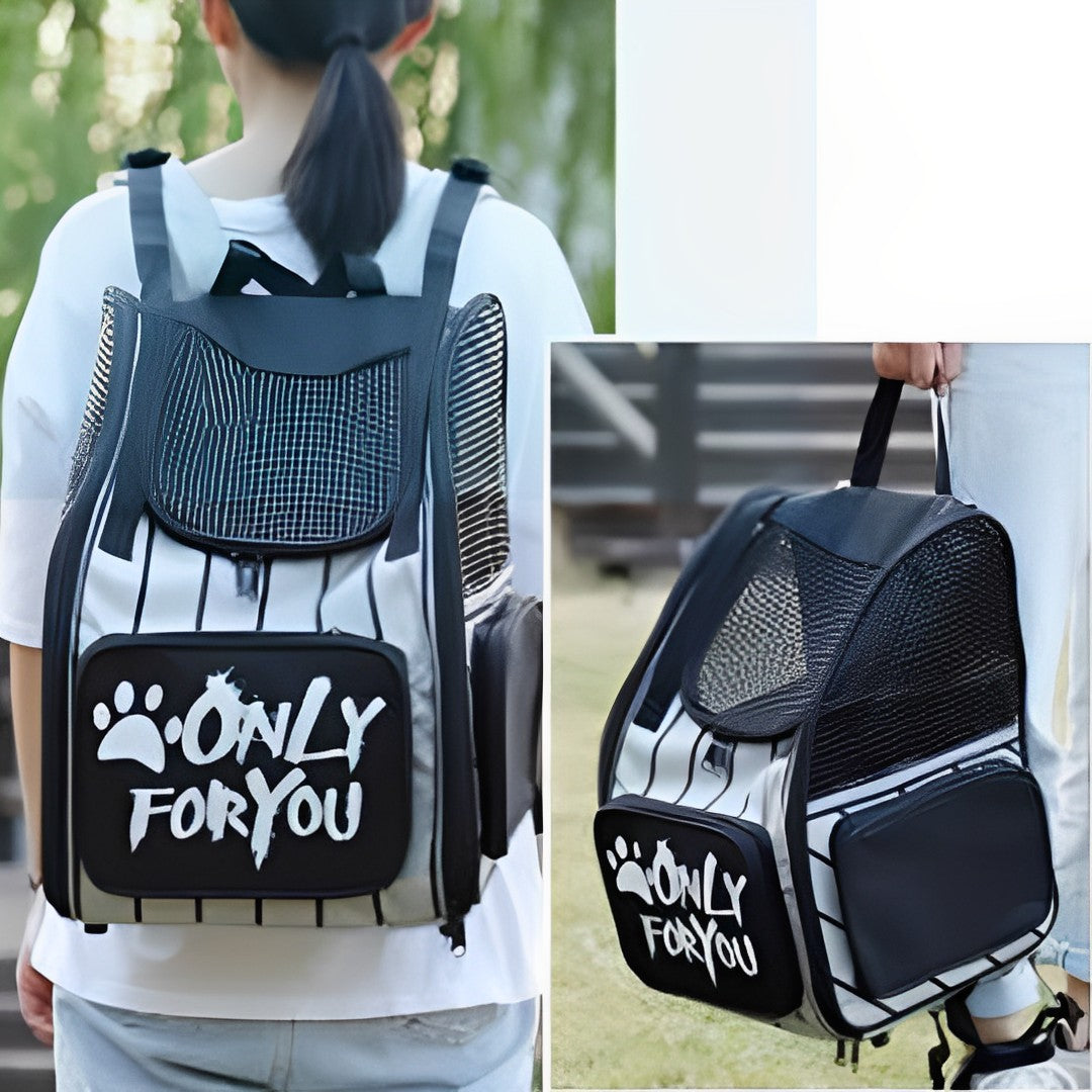 Black Portable Backpack Pet Carrier Breathable Mesh