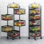 5 Tier Steel Square Rotating Kitchen Cart