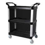 3 Tier Covered Utility Cart Black with Bins