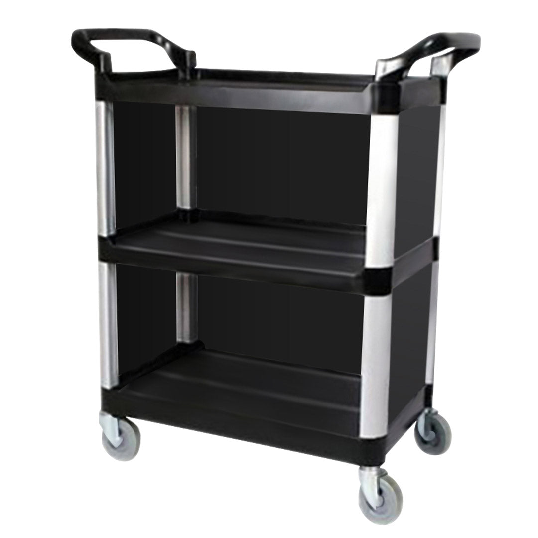3 Tier Covered Utility Cart Black with Bins